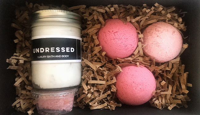 A body scrub and bath bombs.